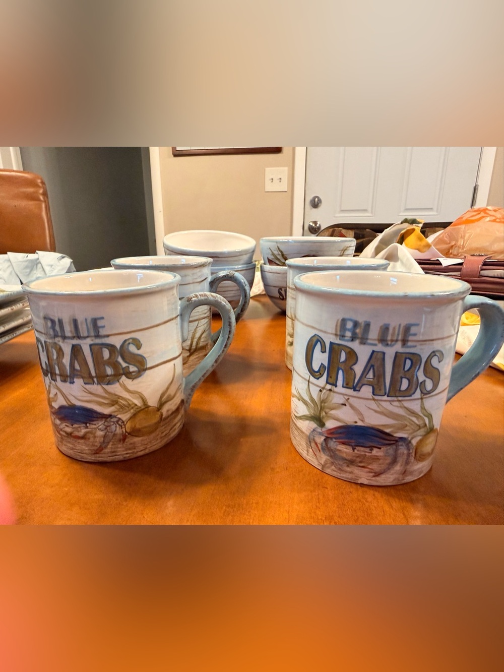 Certified International Blue Crabs Kate McRostie 4 Piece Mug Set